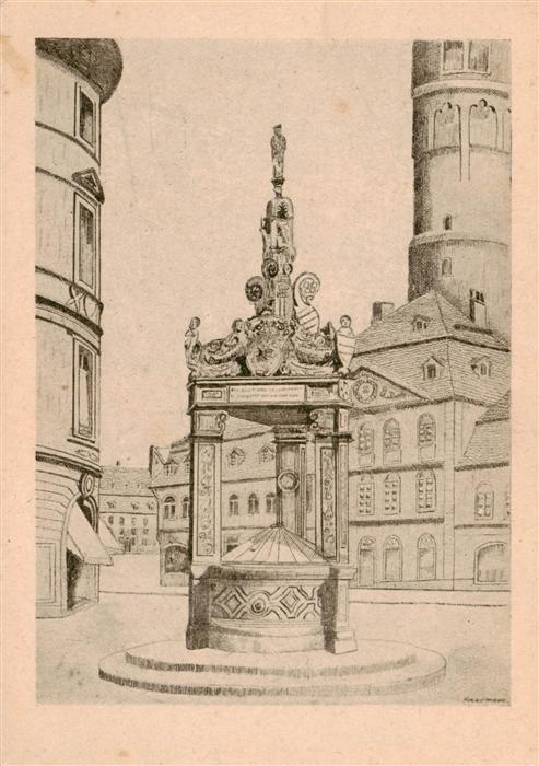 Mainz  Rhein Marktbrunnen Kuenstlerkarte