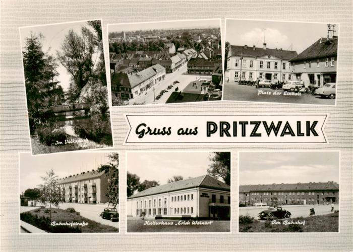 Pritzwalk Volkspark Panorama Platz der Einheit Bahnhofstrasse Kulturhaus Erich W