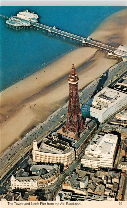 Blackpool UK The Tower and North Pier from the Air