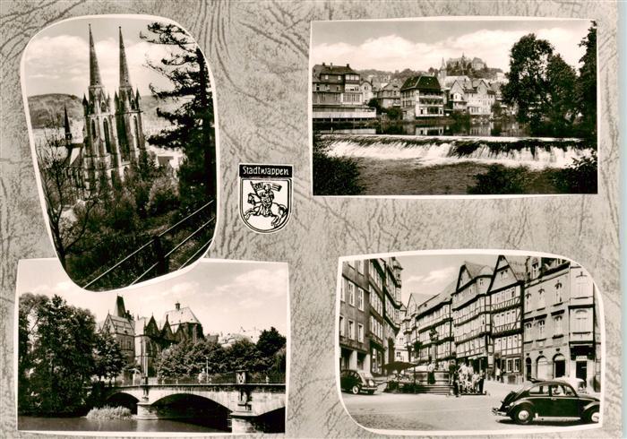 Marburg Lahn Kirche Stauwehr Schoss Ortspartie