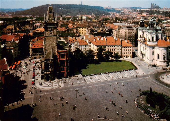 Praha Prahy Prague Stadtplatz mit zerstoertem Rathausanbau Fliegeraufnahme