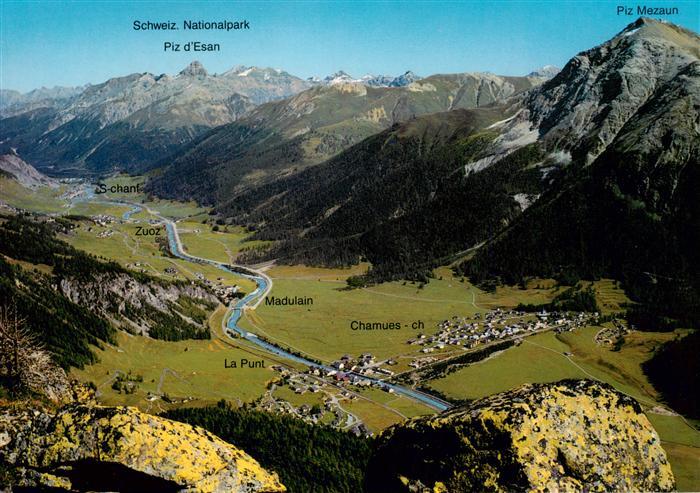 La Punt-Chamues-ch Madulain Zuoz S-chanf Vue aerienne