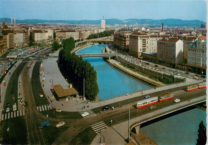 Wien AT Kai Donaukanal Fliegeraufnahme