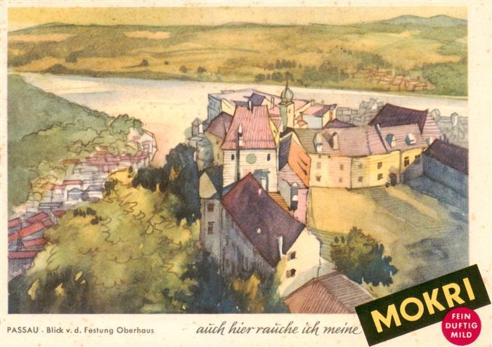 PAssAU Bayern Blick von der Festung Oberhaus Kuenstlerkarte