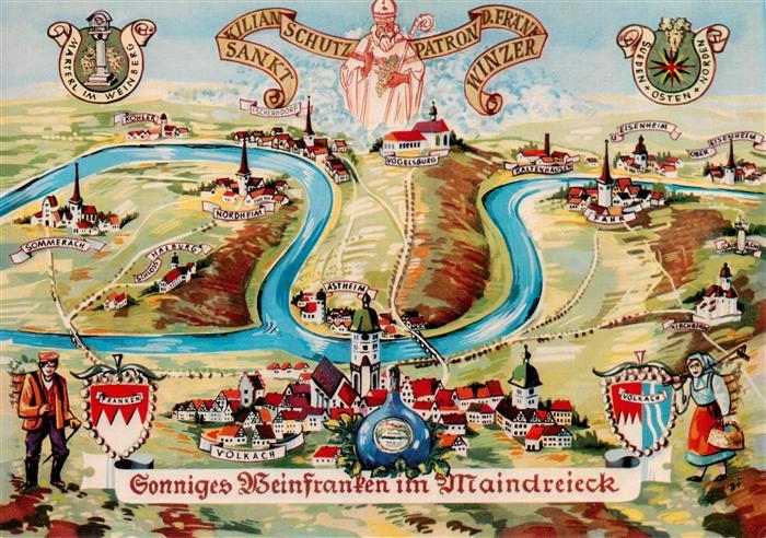 Escherndorf Volkach Maindreieck Illustration
