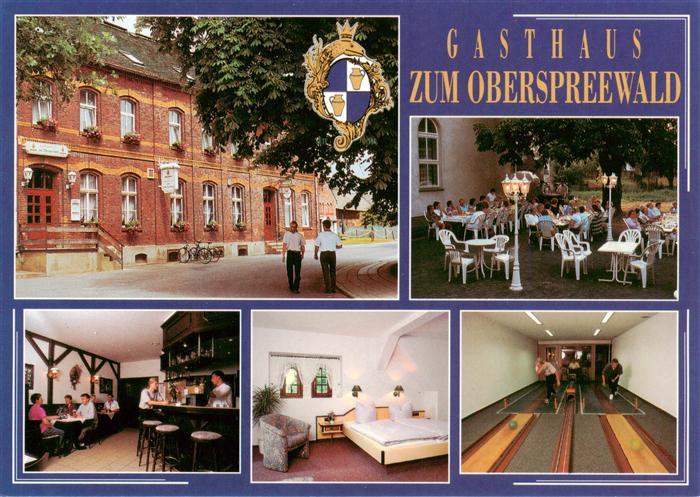 Neu Zauche Gasthaus zum Oberspreewald Freiterrasse Gastraum Zimmer Kegelbahn