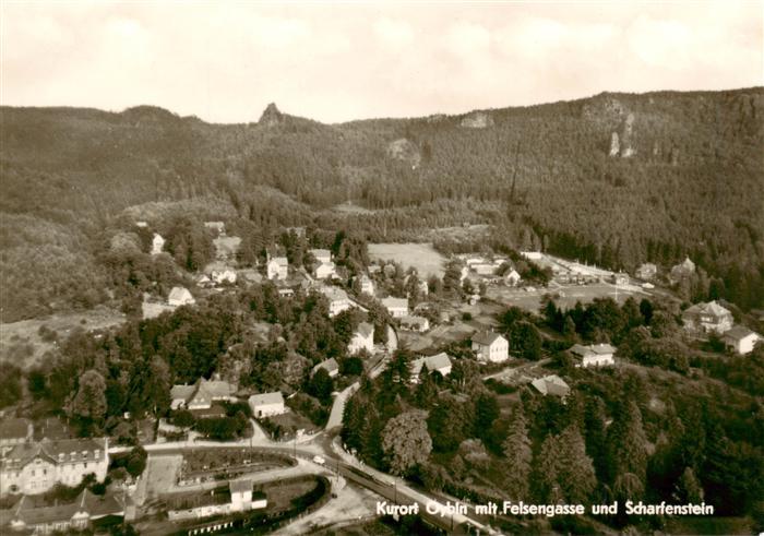 Oybin Sachsen Fliegeraufnahme mit Felsengasse und Scharfenstein