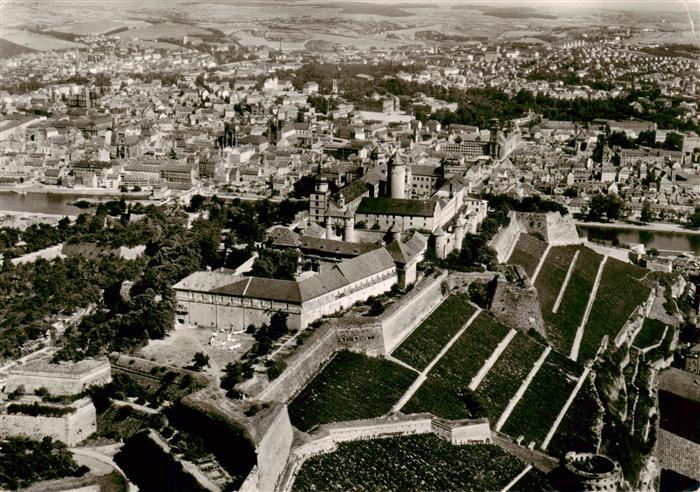 Wuerzburg Bayern Festung Marienberg Fliegeraufnahme