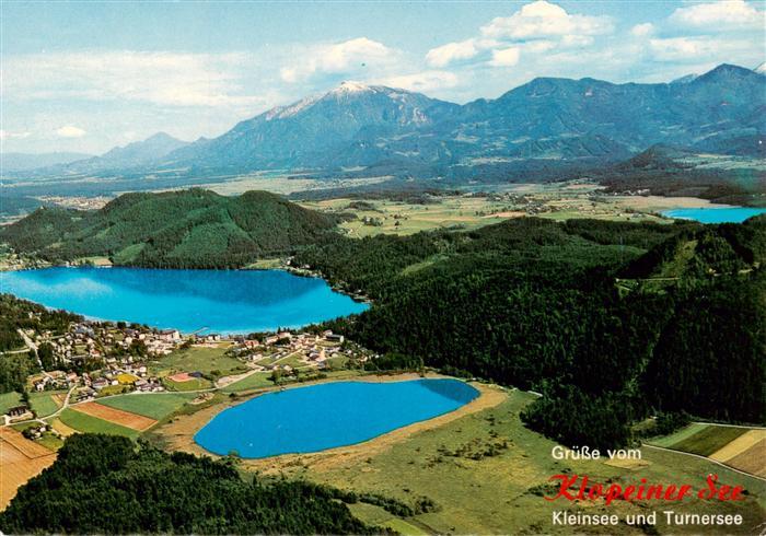 Klopeinersee Kaernten AT Fliegeraufnahme mit Kleinsee und Turnersee
