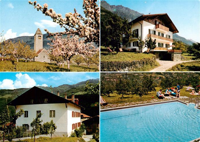 Naturns Naturno Suedtirol IT Garni Oberreindlhof Kirche Schwimmbad
