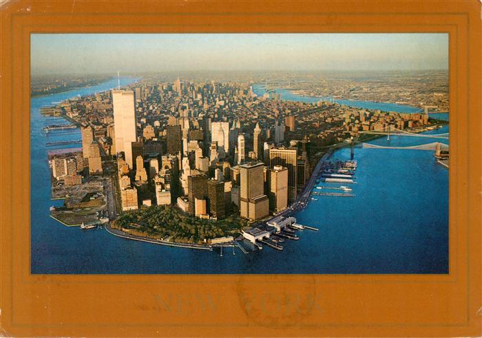 Manhattan Isle of New York Twin Towers Fliegeraufnahme