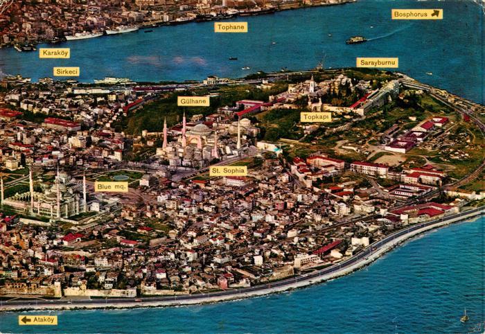 Istanbul Constantinopel TK Sultanahmet Ayasofya ve Topkapi Fliegeraufnahme