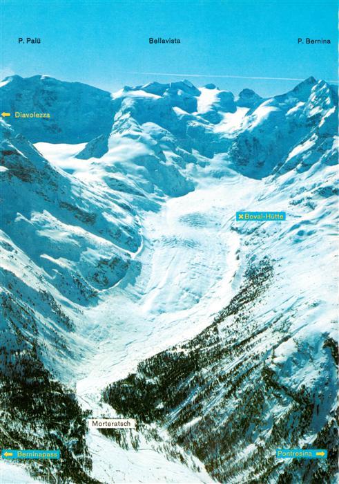Diavolezza Fliegeraufnahme mit Morteratsch Piz Palue Bellavista und Piz Bernina