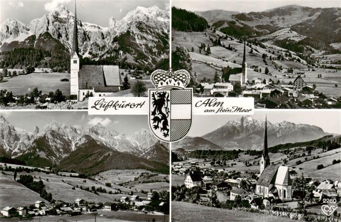Alm Saalfelden am Steinernen Meer AT Kirche Panorama Teilansichten