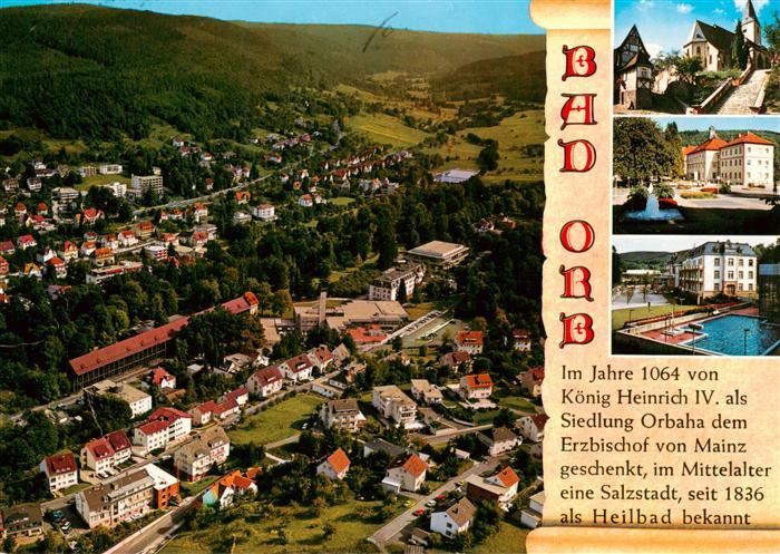 Bad Orb Fliegeraufnahme kleinstes Haus Martinskirche Salinenplatz Rathaus Therma