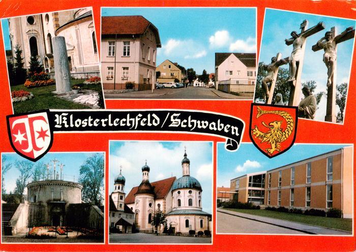 Klosterlechfeld Kirche Ortspartie Kalvarienberg Kreuze Kirche Schule