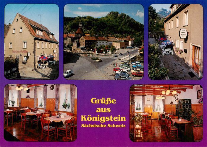Koenigstein Saechsische Schweiz Schraegers Gasthaus Gastraeume Terrasse Ortspart