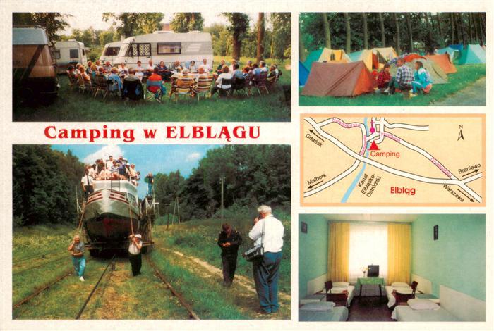 Elblag Elbing PL Camping w Elblagu Details Boot auf Schienen