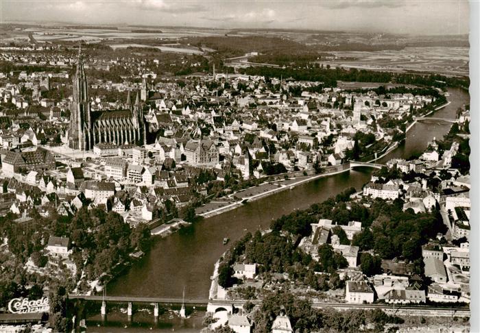 Ulm Donau Fliegeraufnahme mit Ulmer Muenster
