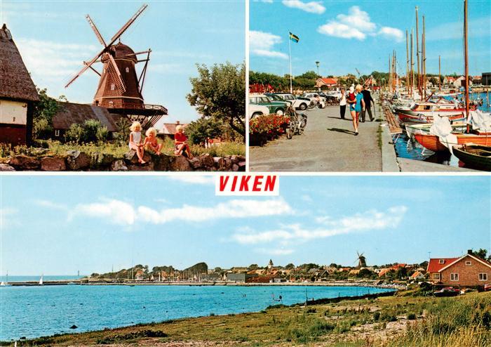 Viken Sweden Windmuehle Bootshafen Strand
