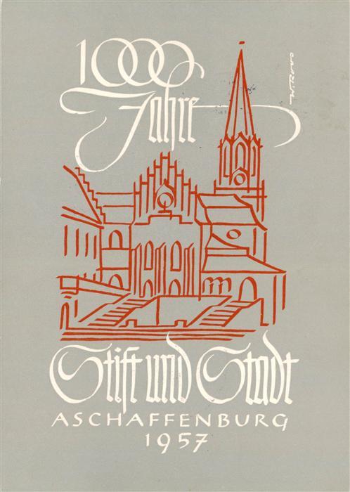 Aschaffenburg Main Stift und Stadt Illustration