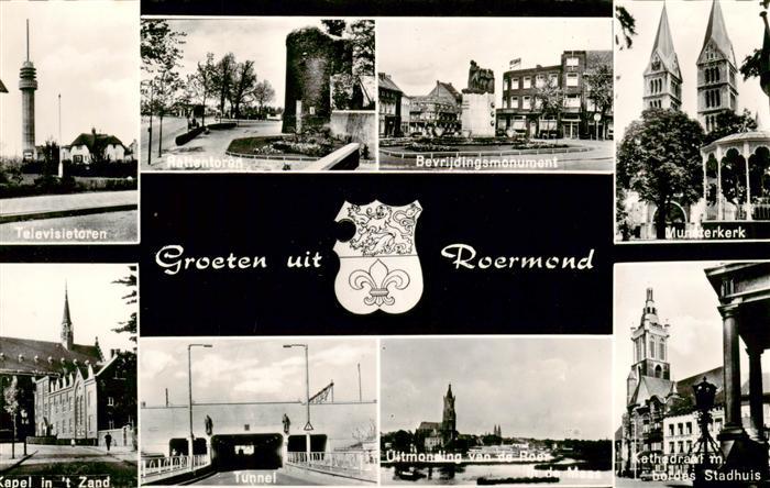 Roermond NL Televisietoren Rattentoren Bevrijdingsmonument Munsterkerk Kapel in