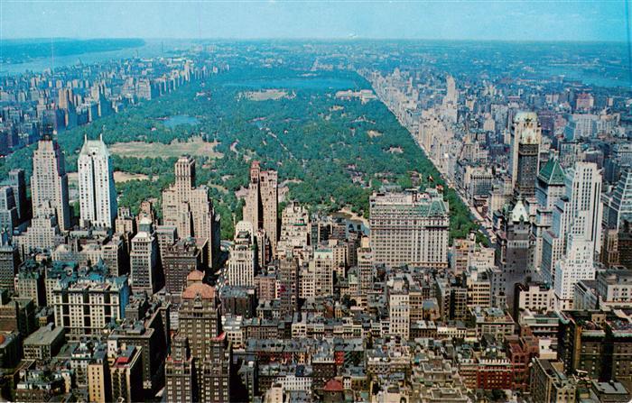 New York City RCA Building Central Park and upper Manhattan Air view