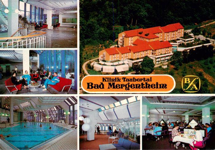 Bad Mergentheim Klinik Taubertal der BfA Fliegeraufnahme Aufenthaltsraeume Halle