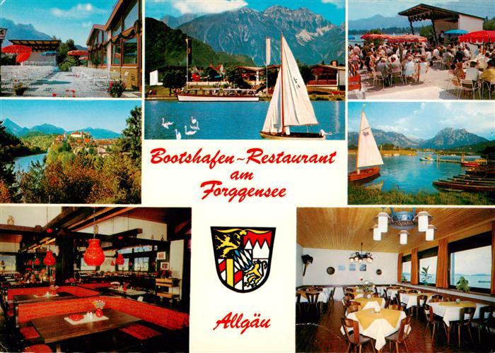 Fuessen Allgaeu Bootshafen Restaurant am Forggensee Gastraeume Terrasse