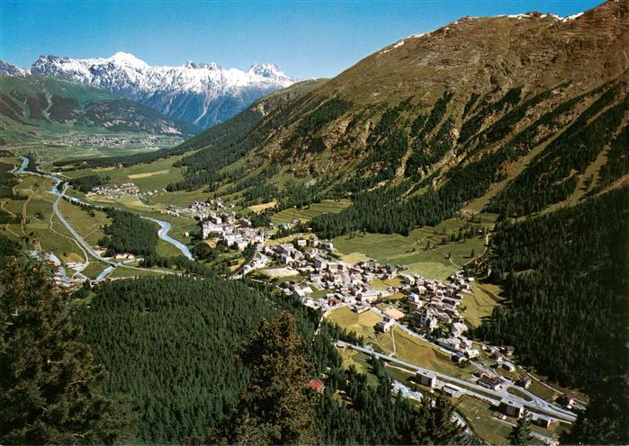 Pontresina Fliegeraufnahme mit Piz Kesch und Crasta Mora