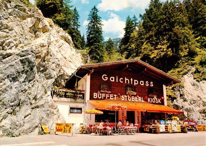 Gaichtpass 1010m Reutte Tirol AT Buffett Stueberl Kiosk am Gaichtpass mit Gaicht