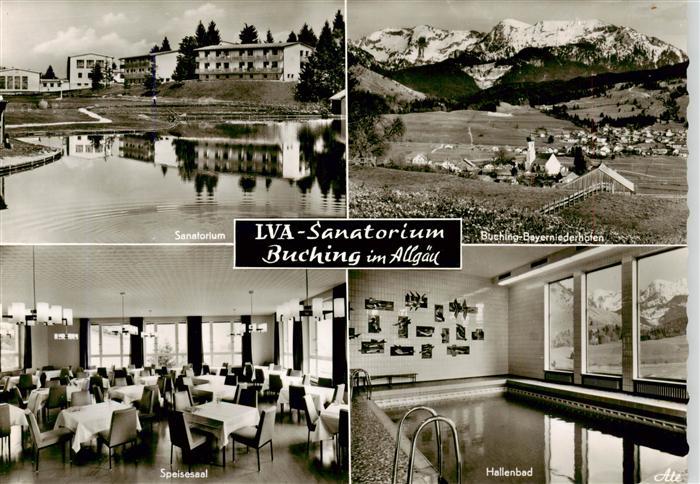 Buching Panorama mit Bayerniederhofen LVA Sanatorium Speisesaal Hallenbad