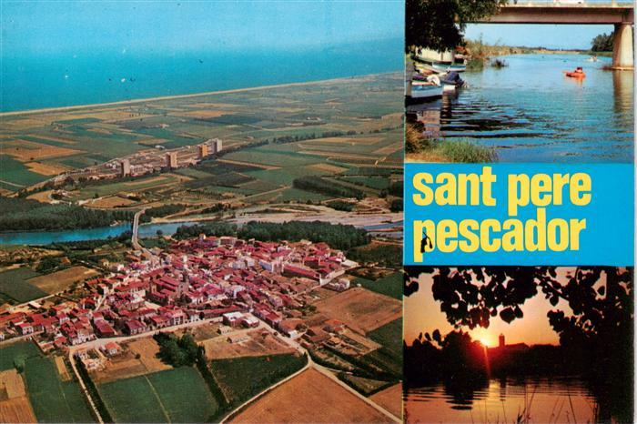 Sant Pere Pescador ES Partie am Fluss Sonnenuntergang Luftaufnahme