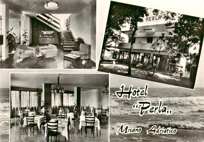 Misano Adriatico Rimini IT Hotel Perla Restaurant Treppenaufgang Brandung