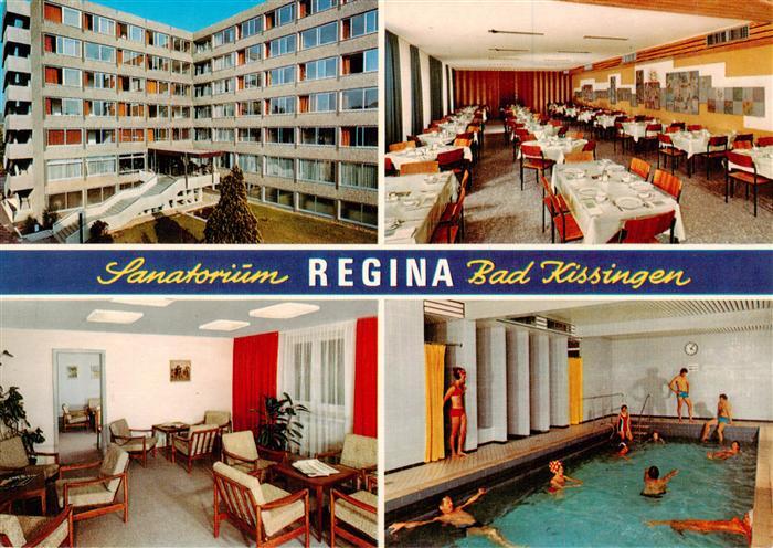 Bad Kissingen Sanatorium Regina Speisesaal Aufenthaltsraum Hallenbad