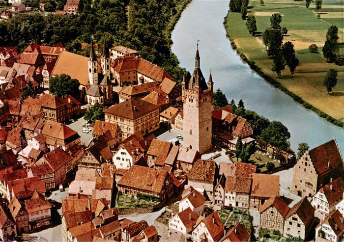 Bad Wimpfen Neckar Fliegeraufnahme mit Blauem Turm Steinhaus und die zweituermig