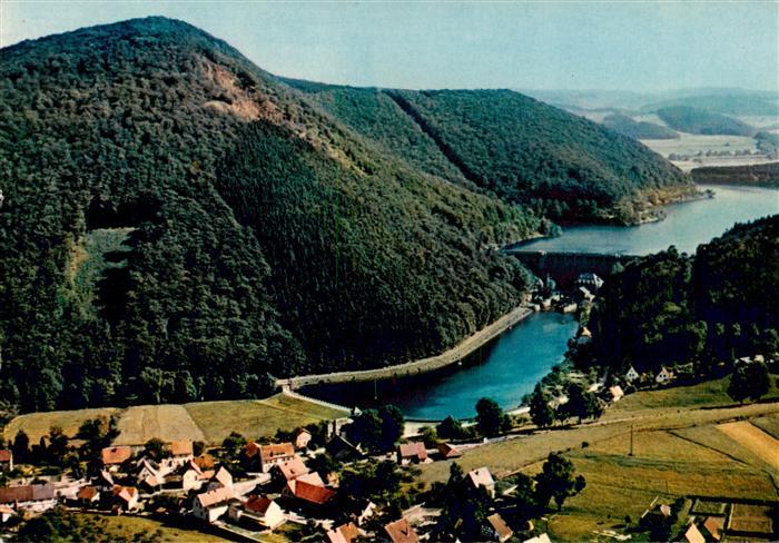 Heiminghausen Fliegeraufnahme mit Sperrmauer und Diemelsee