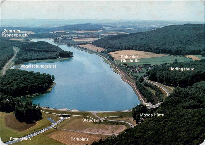 Glashuette Schieder Emmerstausee mit Staudamm Herlingsburg Moses Huette Vogelsch