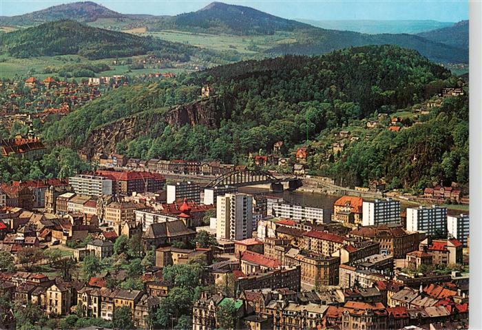 Decin Tetschen-Bodenbach Boehmen CZ Altstadt zwischen Elbe und Ploucnice Flieger