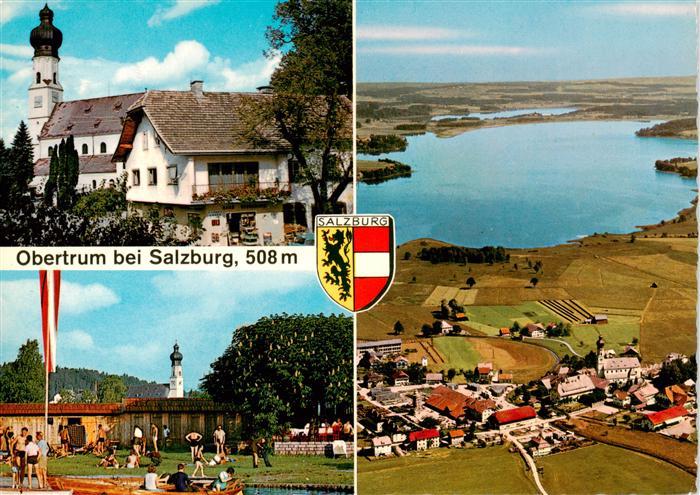 Obertrum See AT Pfarrkiche Ortspartie Fliegeraufnahme