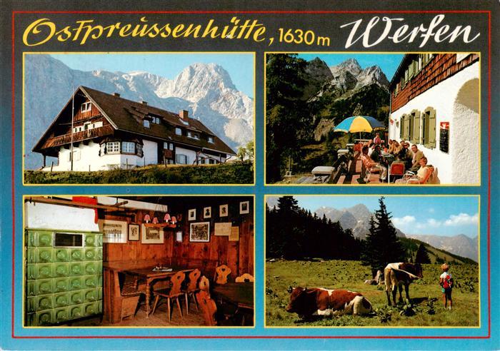 Werfen Salzburg AT Ostpreussenhuette Terrasse Gaststube Panorama