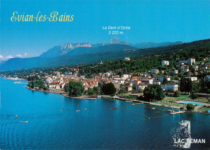 Evian-les-Bains 74 Ville fleurie sur la rive du Lac Leman Vue aerienne