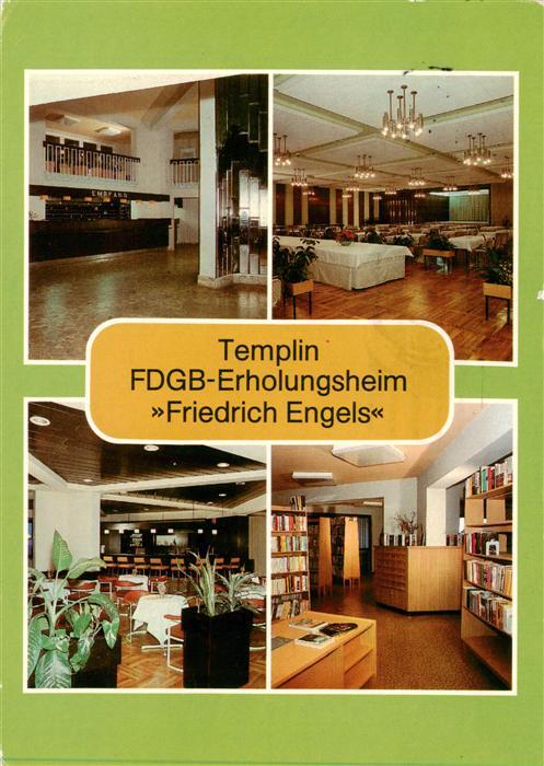 Templin FDGB Erholungsheim Friedrich Engels Empfangshalle Restaurant Dachcafe Bi