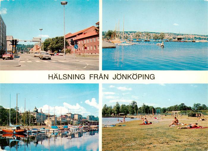 Joenkoeping Sweden Teilansichten Yachthafen Strandpartie