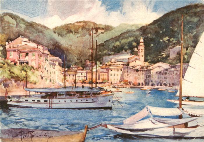 Portofino Liguria IT Il Porto Kuenstlerkarte