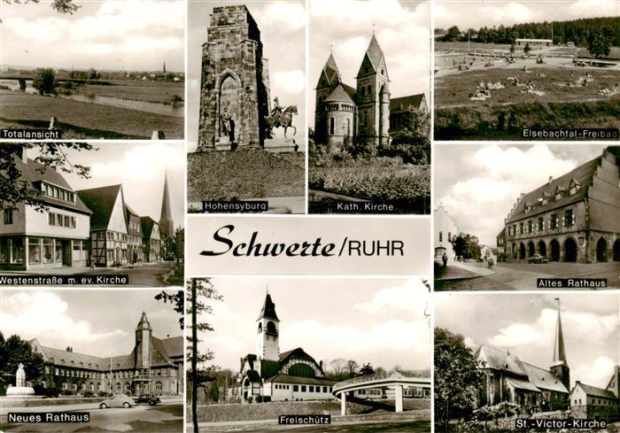 Schwerte Panorama Westenstrasse Ev Kirche Neues Rathaus Hohensyburg Kath Kirche