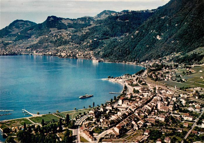 Villeneuve VD Vue aerienne en direction de Chillon Montreux