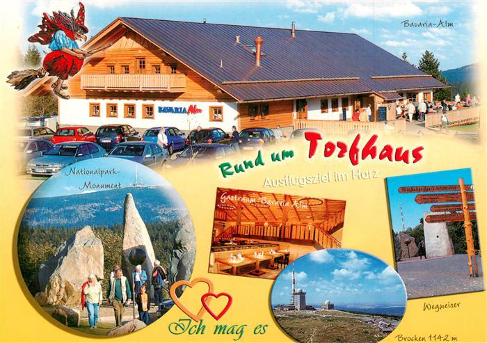 Torfhaus Altenau Harz Bavaria Alm Gastraum Wegweiser Nationalpark Monument