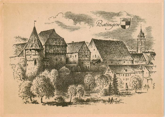 Balingen Altes Staedtebild Zeichnung