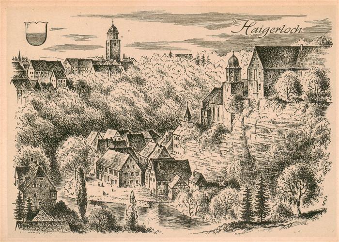 Haigerloch Altes Staedtebild Zeichnung